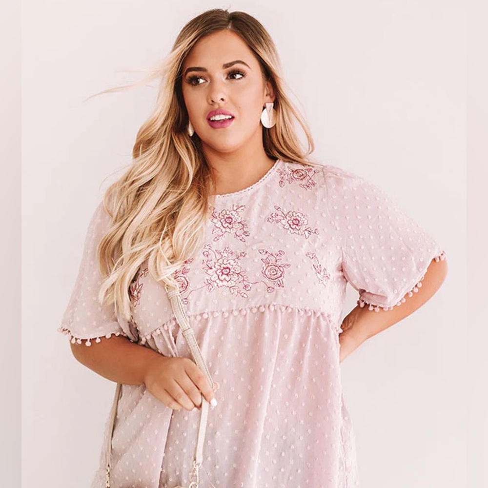 ODDY Blush Pink Embroidered Blouse